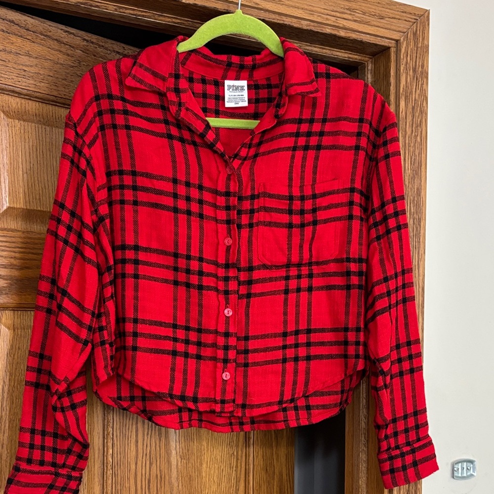 Victoria's Secret Red and Black Plaid Crop Top